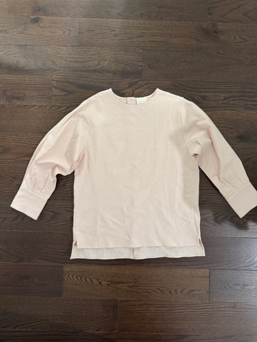Zara Light Blush Textured Crewneck Top